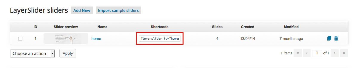 Layer Slider Shortcodes